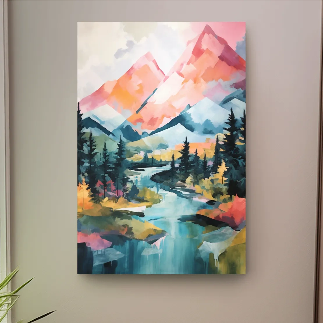 Colourful mountain painting artwork