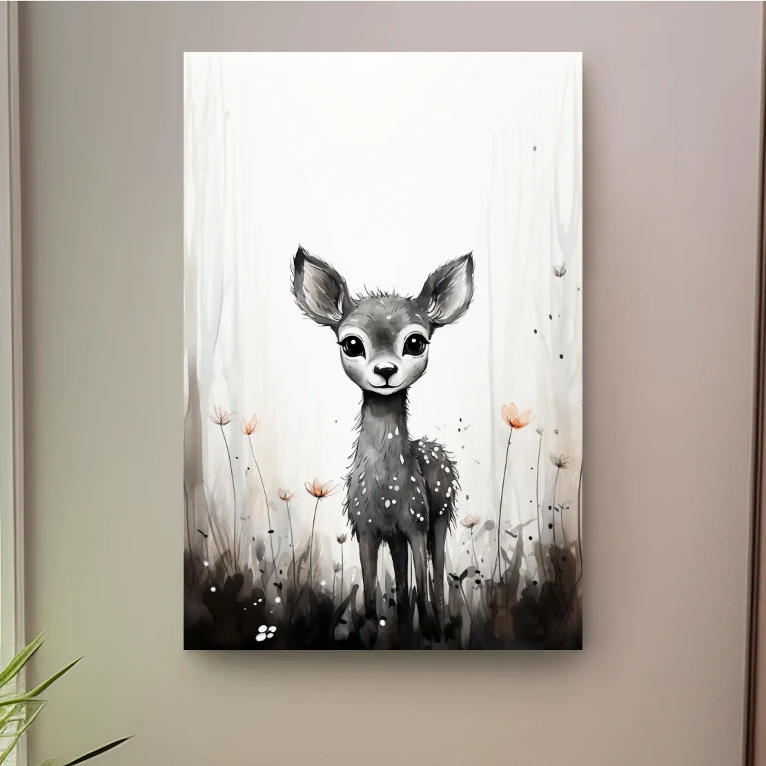 Cute baby deer, simple watercolor illustration drawing art