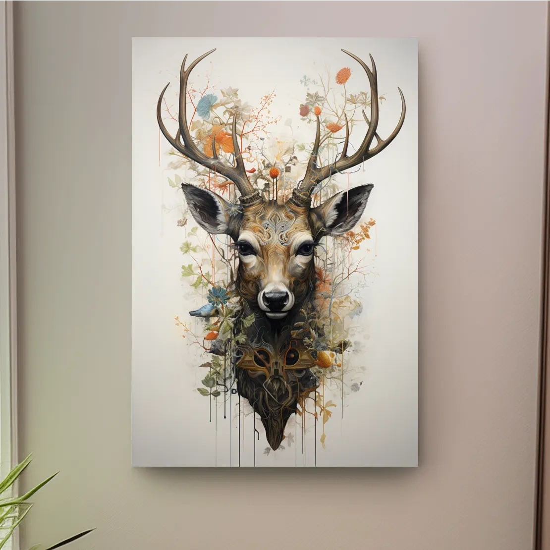 Elegant floral deer head art