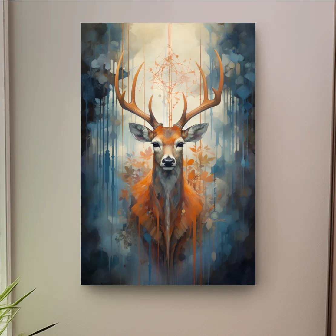 Abstract painting of a majestic deer head