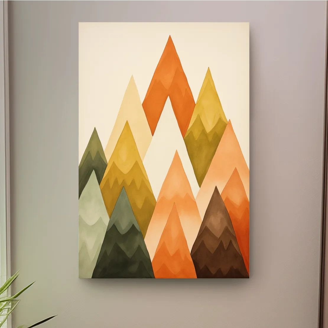 Bohemian mountain art, geometric rustic triangles