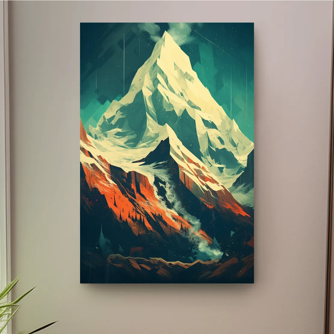 Retro style mountain glacier art poster