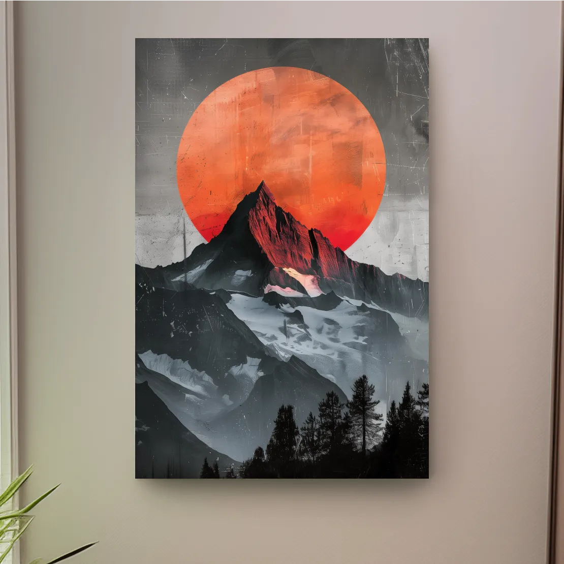 Surreal mountain glacier sunset artwork