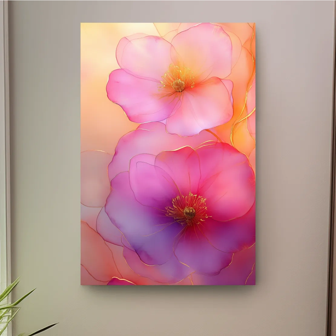 Watercolour painting wall art of poppy flowers