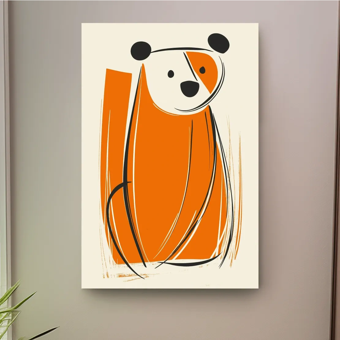 Caricature wall art illustration print of a curious cartoon bear