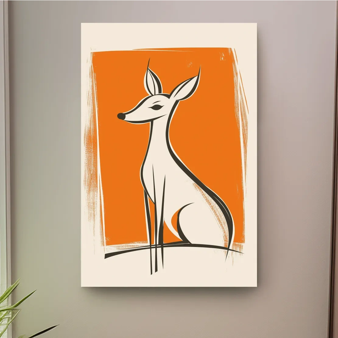 Stylized Deer Caricature Illustration - Mid Century Modern Wildlife Wall Art