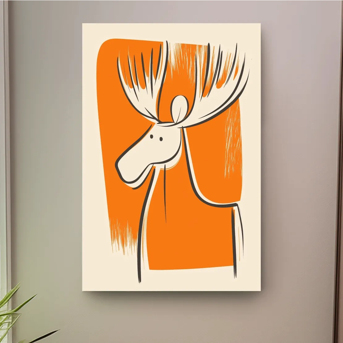 Caricature wall art print of a cute cartoon moose 