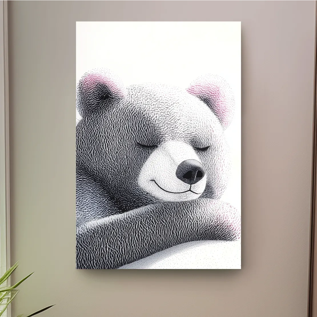 Cute childrens nursery wall art, happy sleep bear