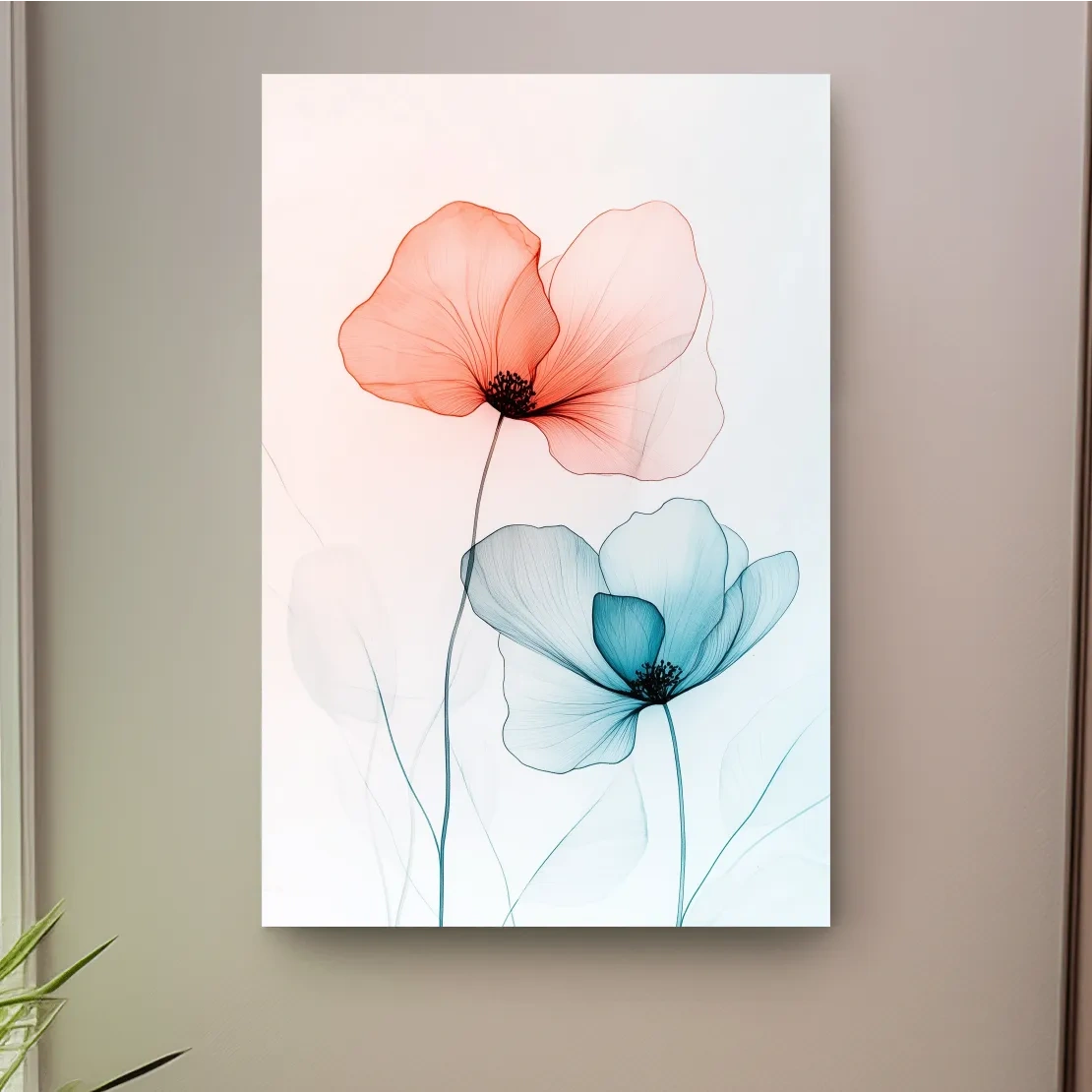 Minimalist Poppy Watercolor Print - Modern Botanical Floral Wall Art