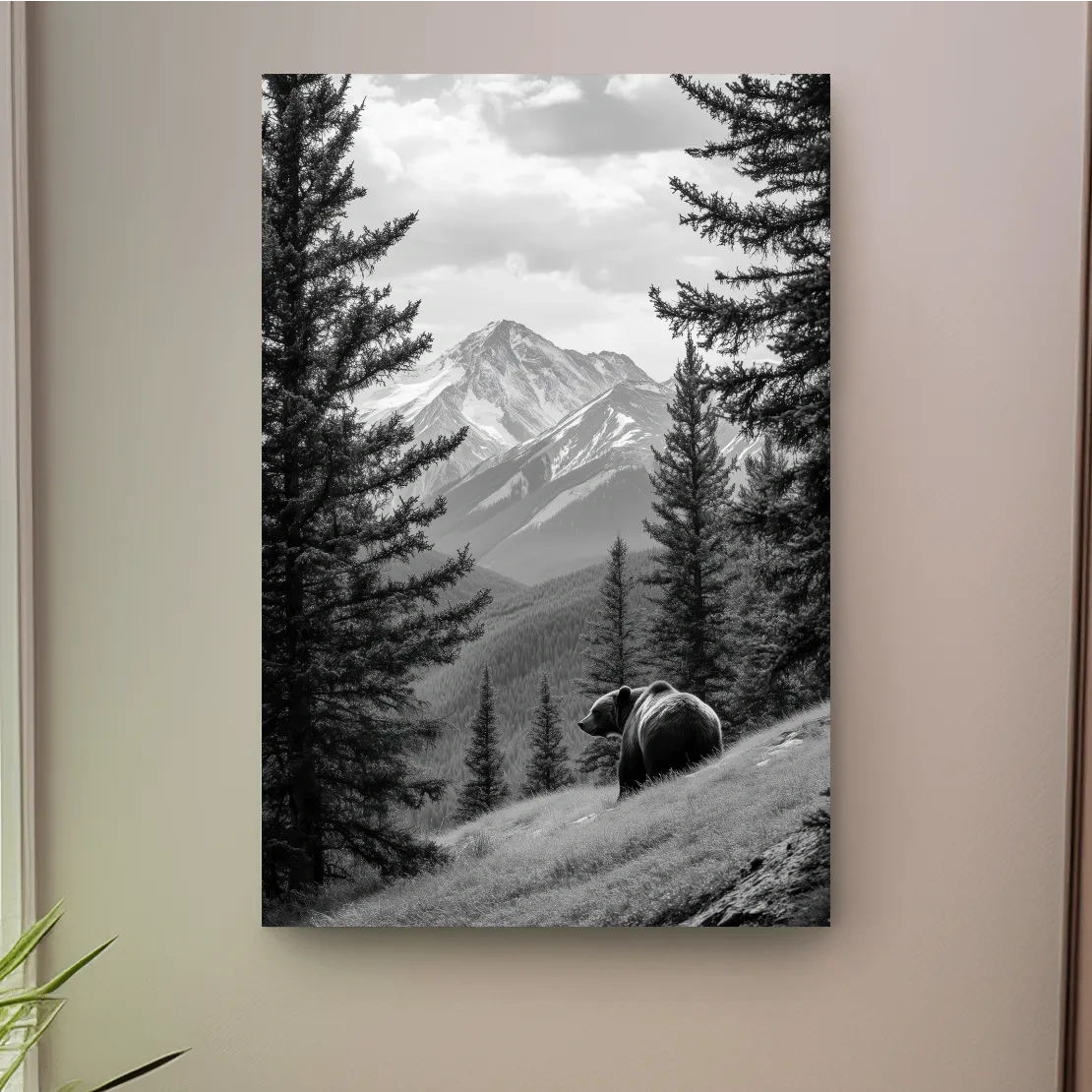 Grizzly bear in the alpine meadows, photographic wildlife artwork