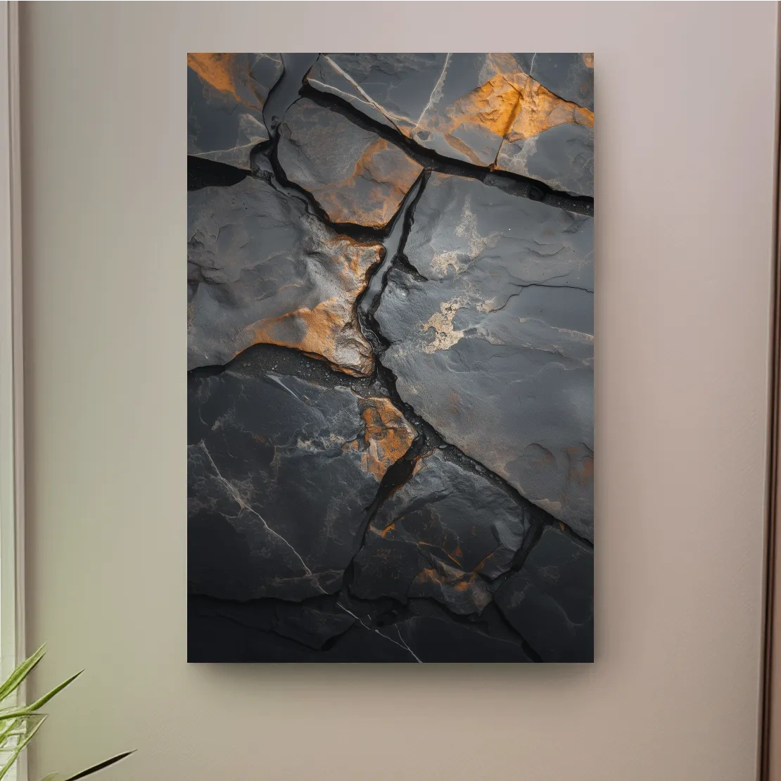 Cracked stone texture artwork, rustic natural organic rock wall art