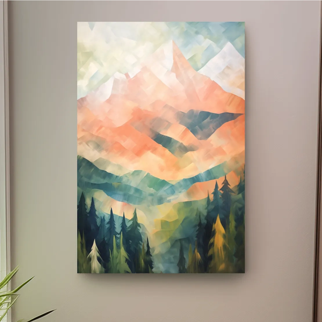Abstract Pastel Alpine Sunrise Landscape - Colorful Forest Wall Art