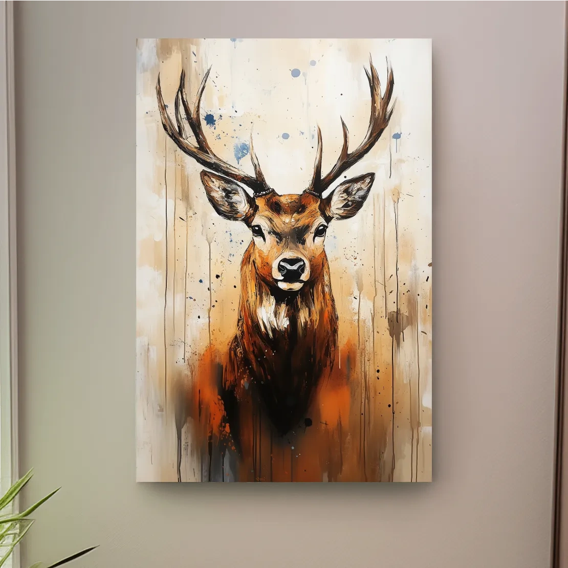 Impasto Style Deer Stag Portrait - Rustic Wildlife Wall Art