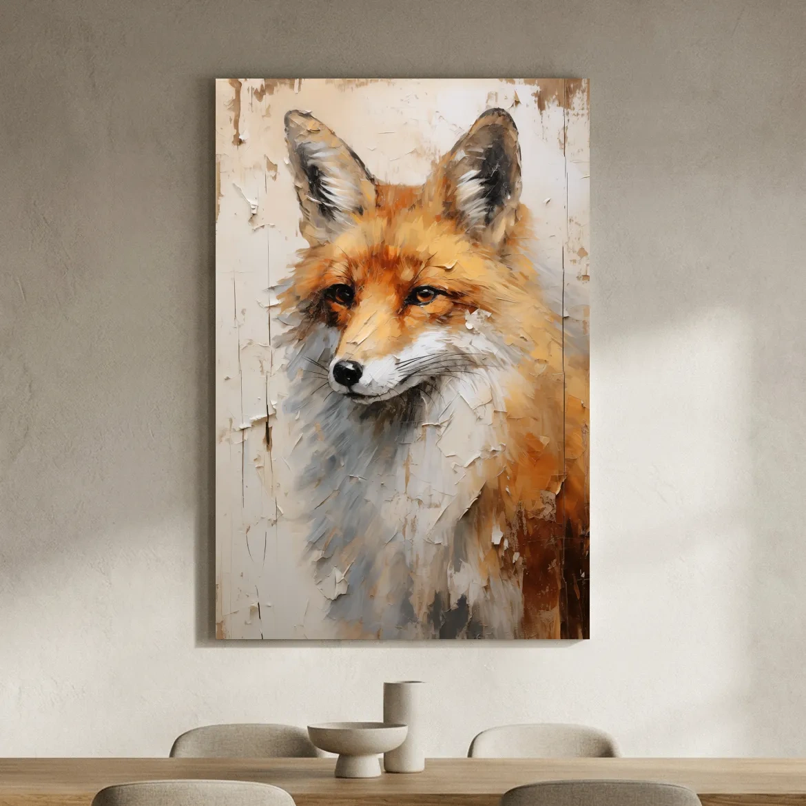 Fox Portrait Painting - Rustic Wildlife Wall Art Print