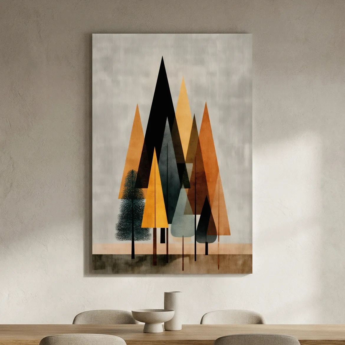 Minimalist Geometric Pine Tree Forest - Mid Century Modern Scandinavian Wall Art