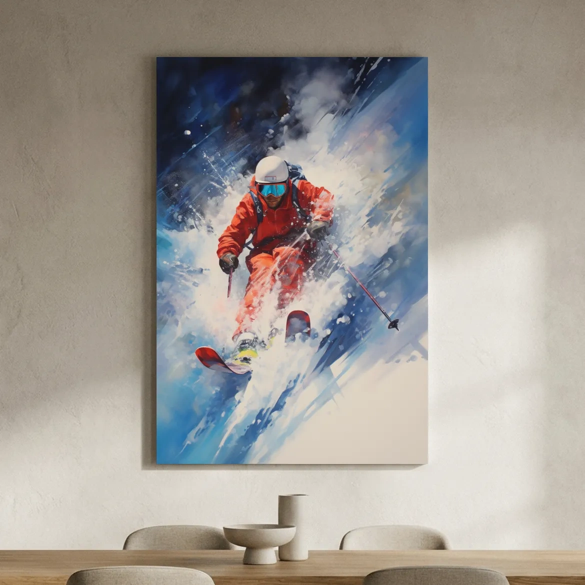 Powder Skier Dynamic Painting - Winter Sports Wall Art