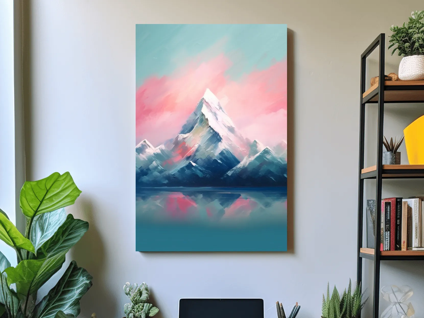 Pastel Alpine Peak Painting - Impressionism Watercolor Mountain Wall Art