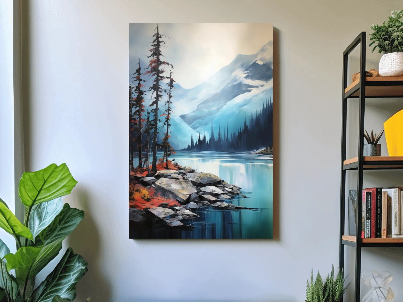 Turquoise Alpine Lake And Mountain Watercolor - Serene Forest Wall Art