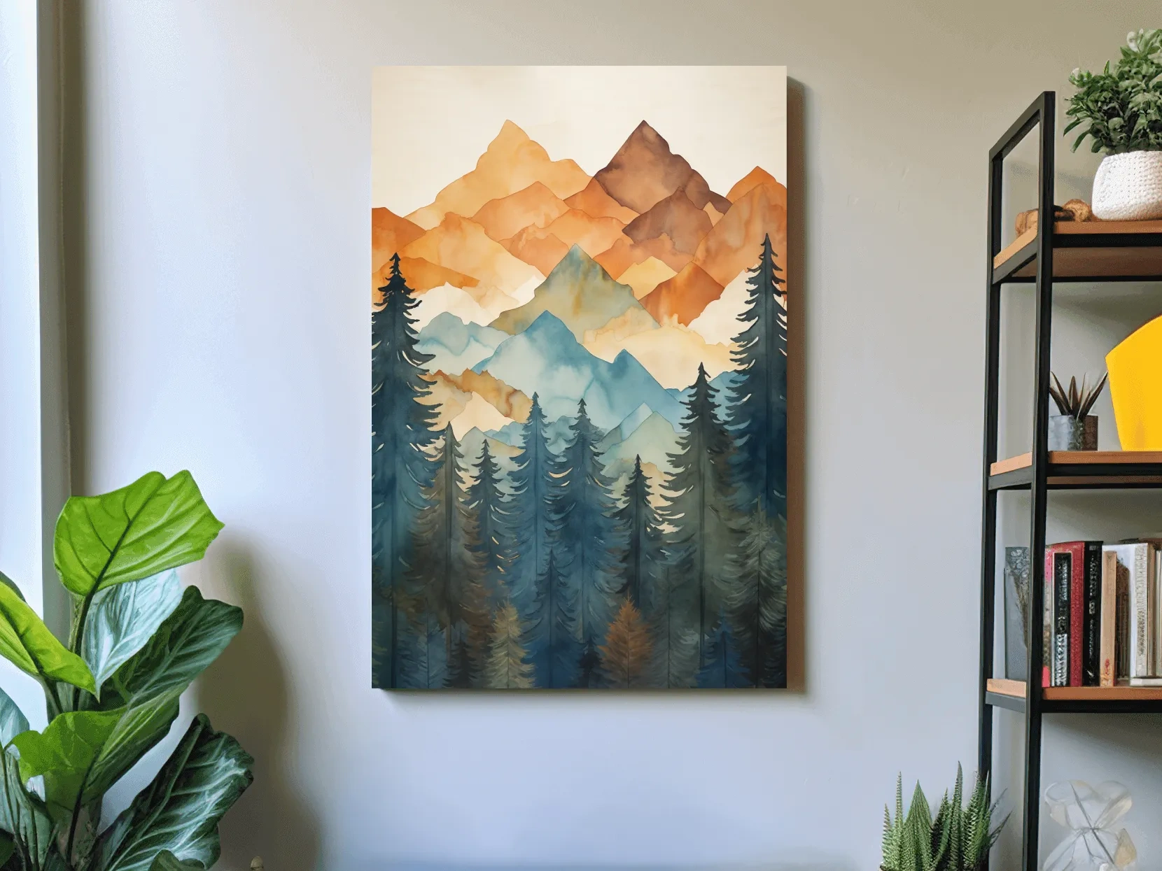 Alpine Mountains Pine Forest Watercolor - Nature Landscape Wall Art