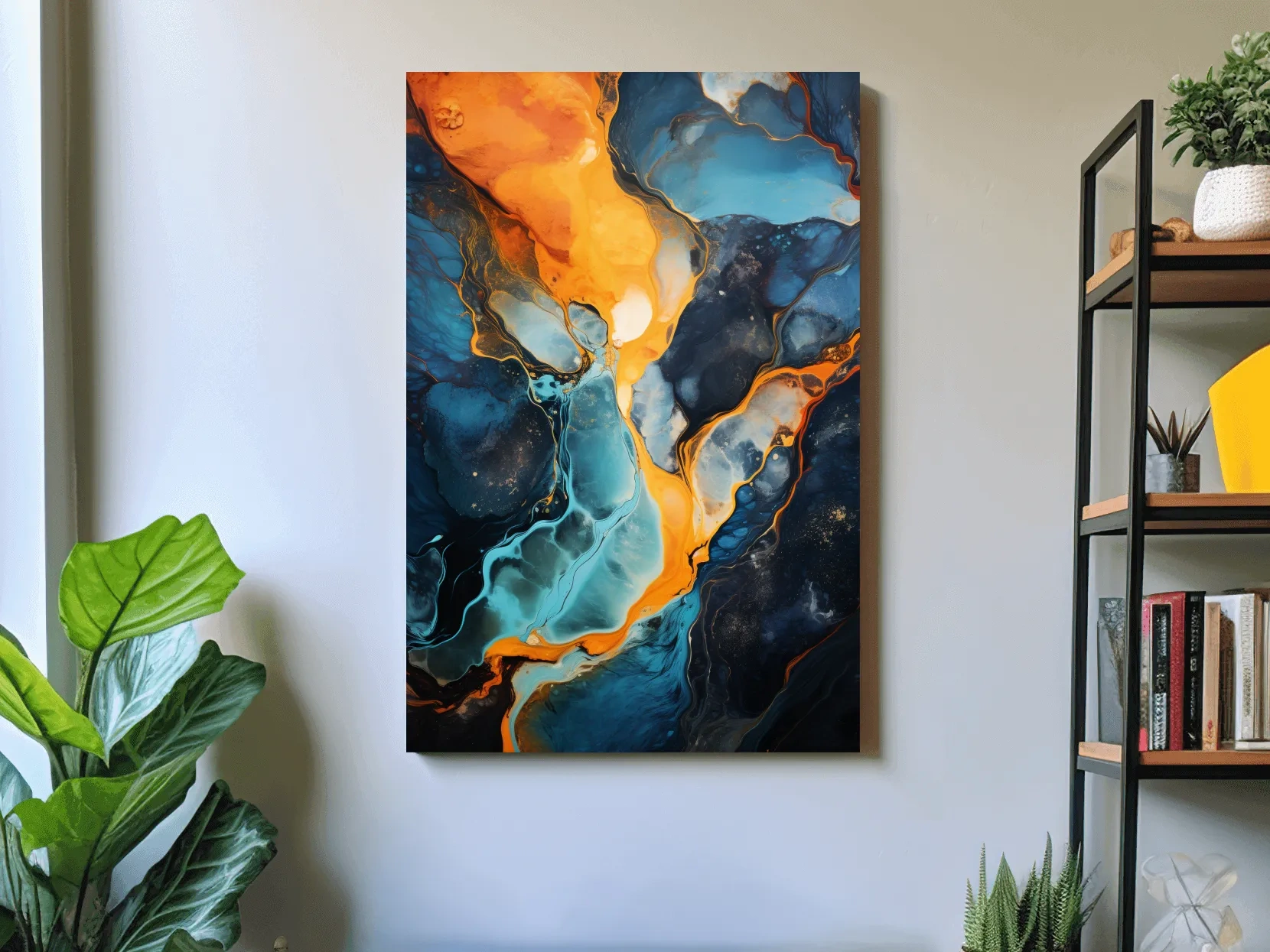 Vibrant Fluid River Abstract Painting - Alcohol Ink Style Wall Art