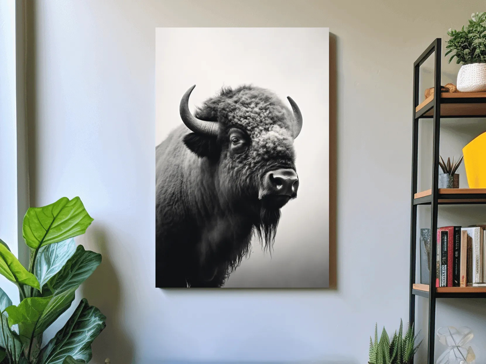 Black And White Bison Portrait - Wildlife Photography Wall Art