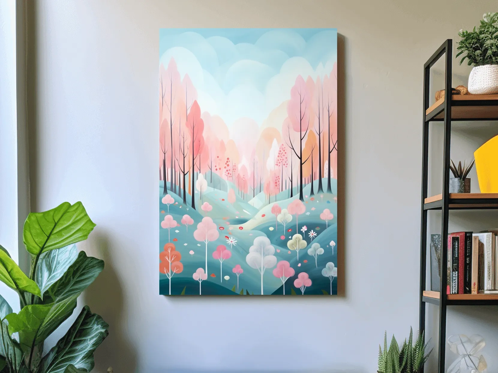 Whimsical Pastel Spring Forest Landscape - Dreamy Nature Wall Art