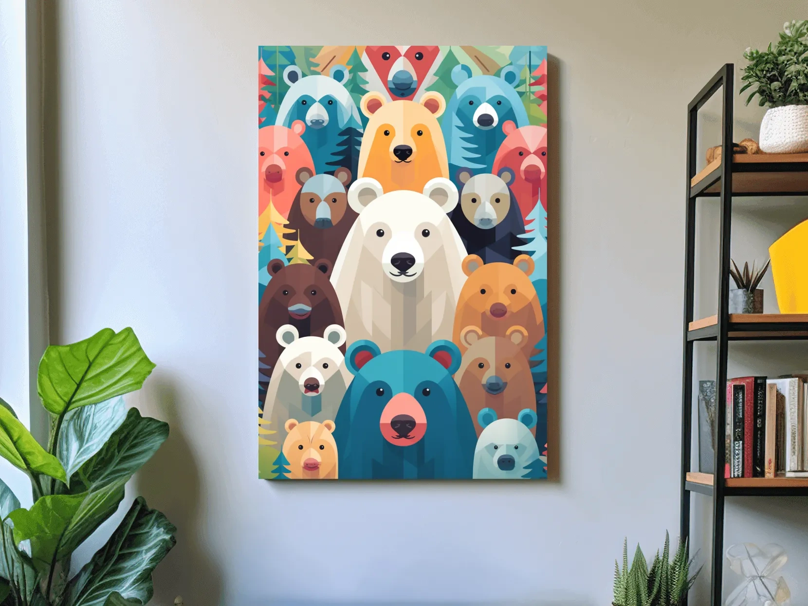 Colorful Bear Family Collage - Childrens Nursery Wildlife Wall Art