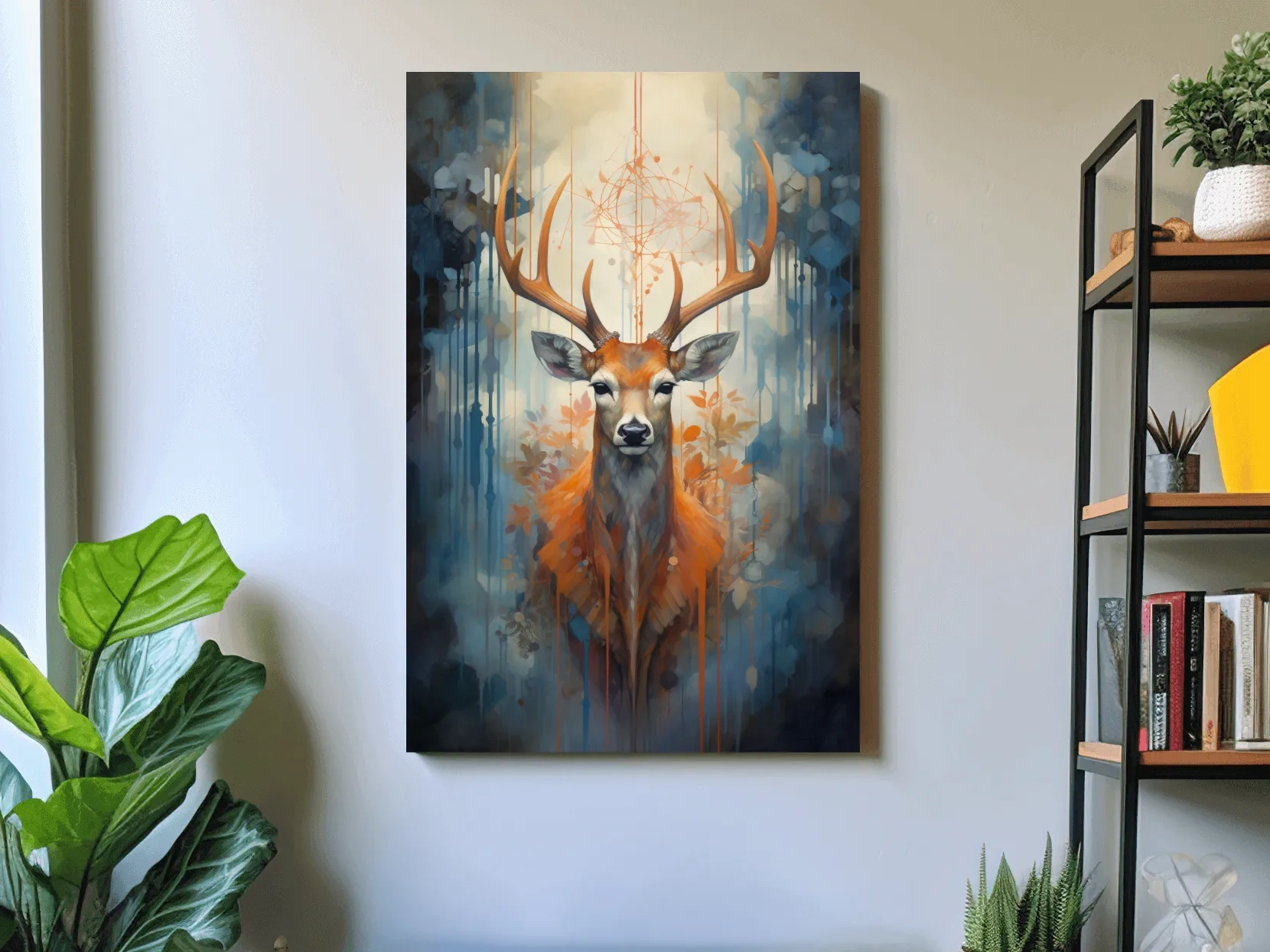 Majestic Stag Portrait - Abstract Wildlife Painting Wall Art