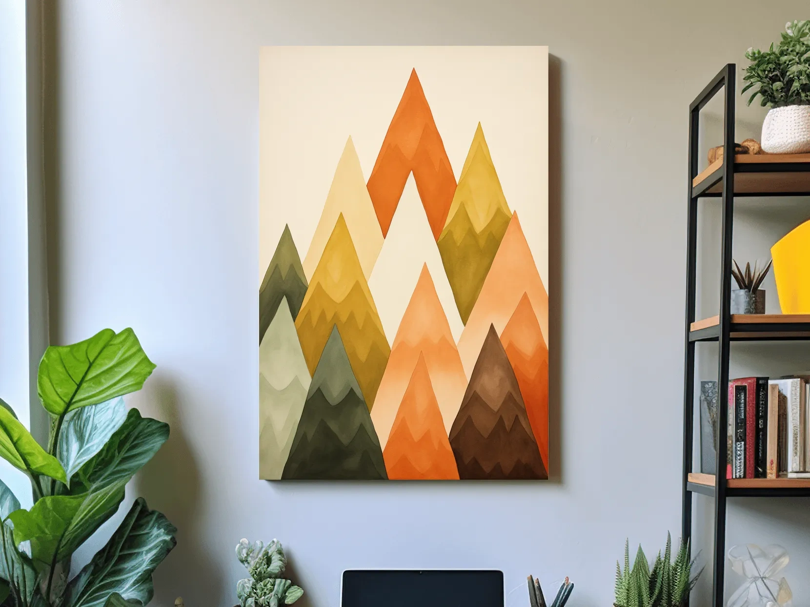 Minimalist Geometric Watercolor Mountains - Modern Scandinavian Landscape Wall Art