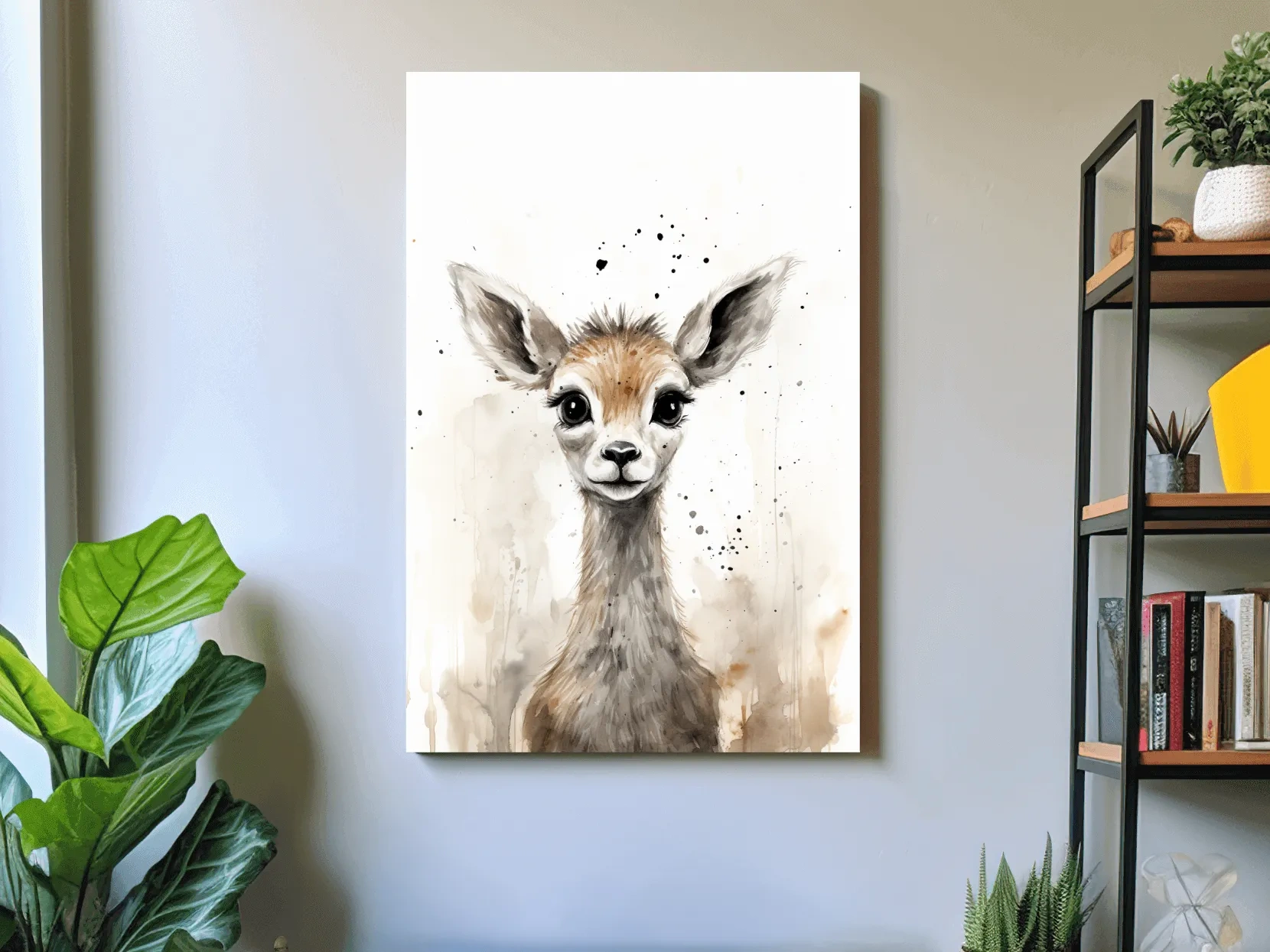 Cute Baby Deer Watercolor Portrait - Whimsical Nursery Animal Wall Art