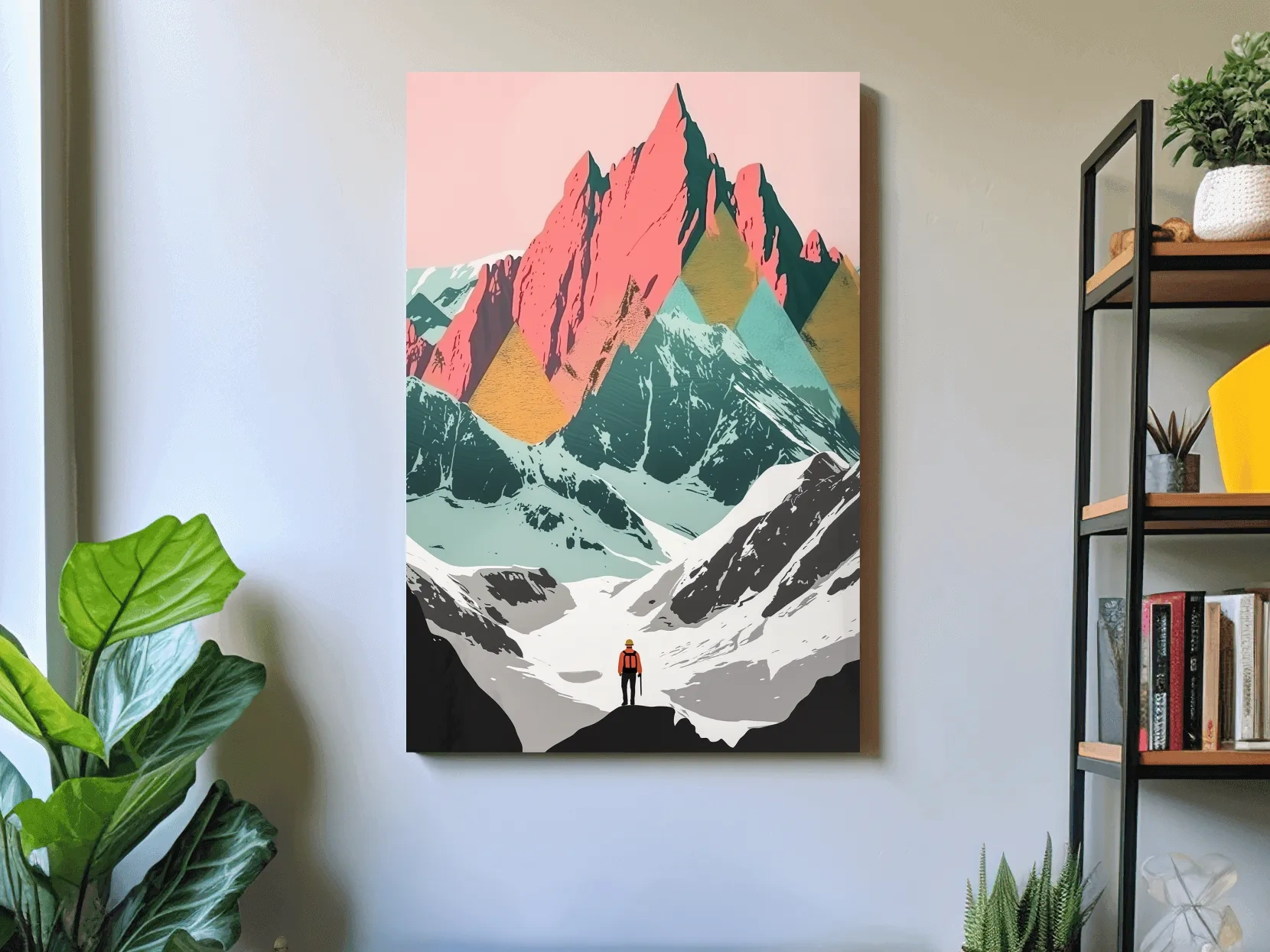 Vibrant Alpine Peaks Illustration - Colourful Mountain Wall Art
