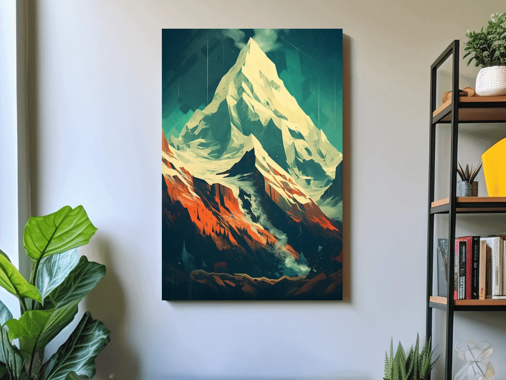 Retro Geometric Glacier Mountain Peak Artwork - Alpine Landscape Wall Art