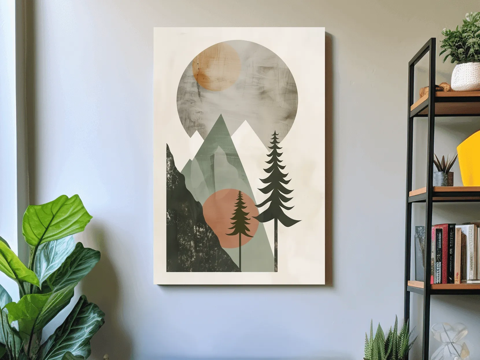 Minimalist Scandinavian Mountain Pines Landscape - Modern Boho Wall Art