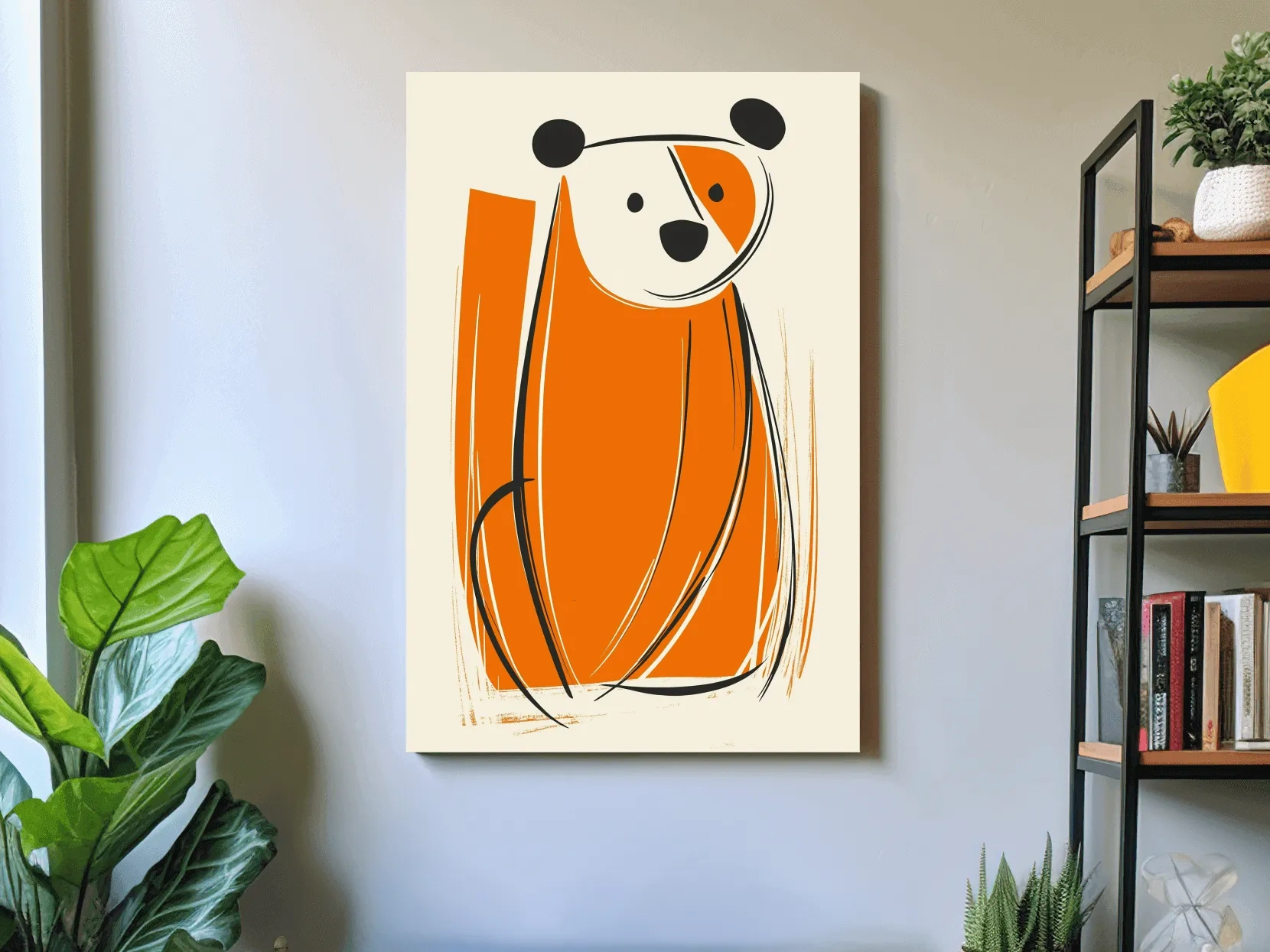 Minimalist Bear Caricature Illustration - Modern Nursery Wall Art