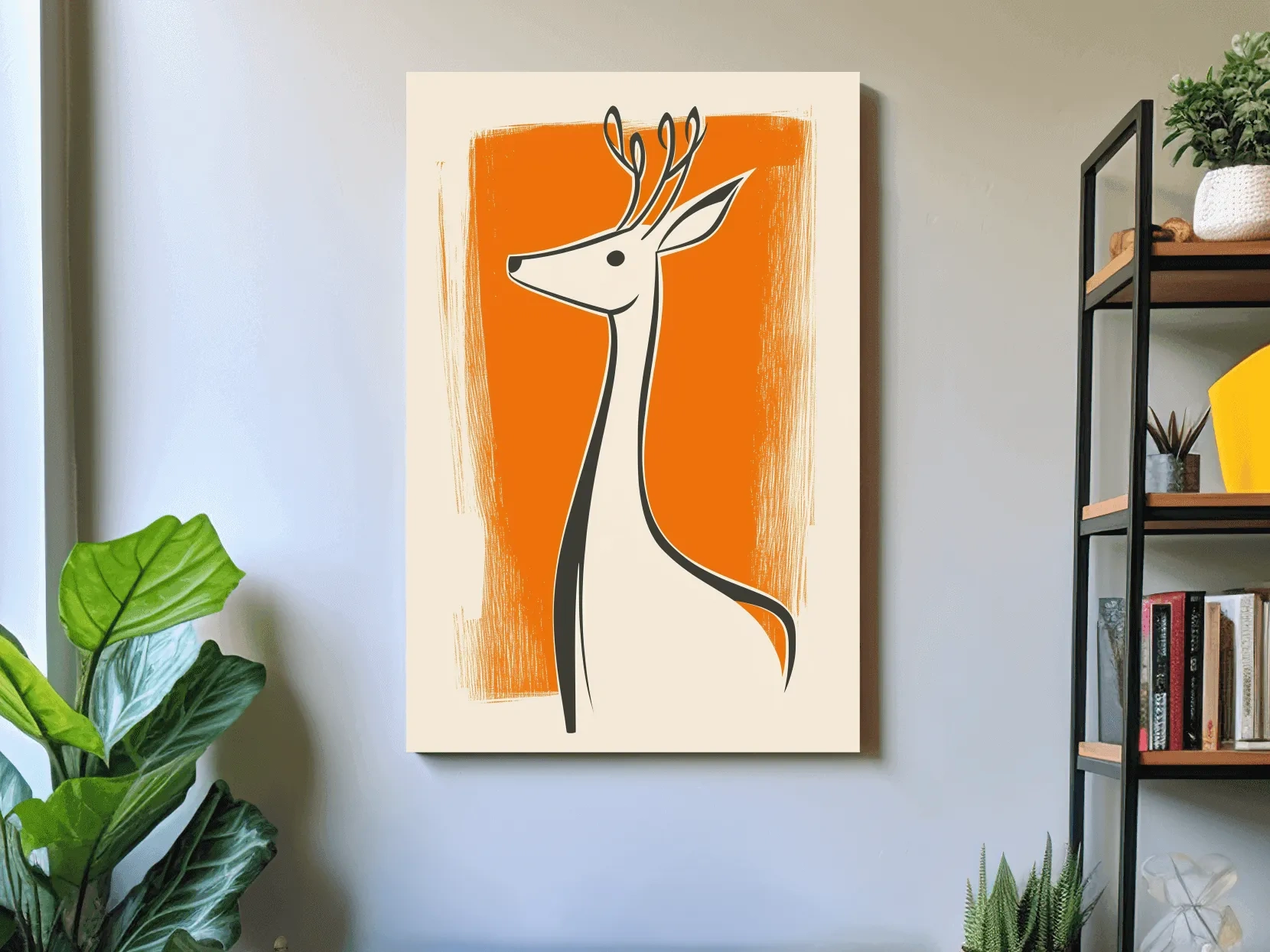 Minimalist Deer Caricature Illustration - Modern Wildlife Wall Art