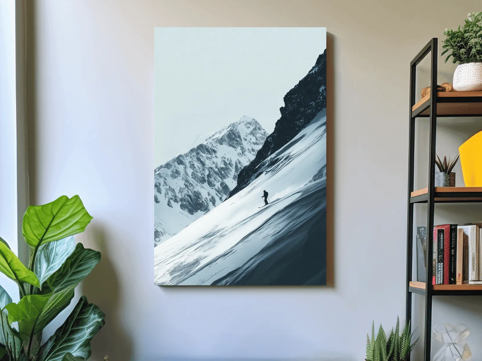 Snowy Alpine Skier Artwork - Minimalist Ski Wall Art