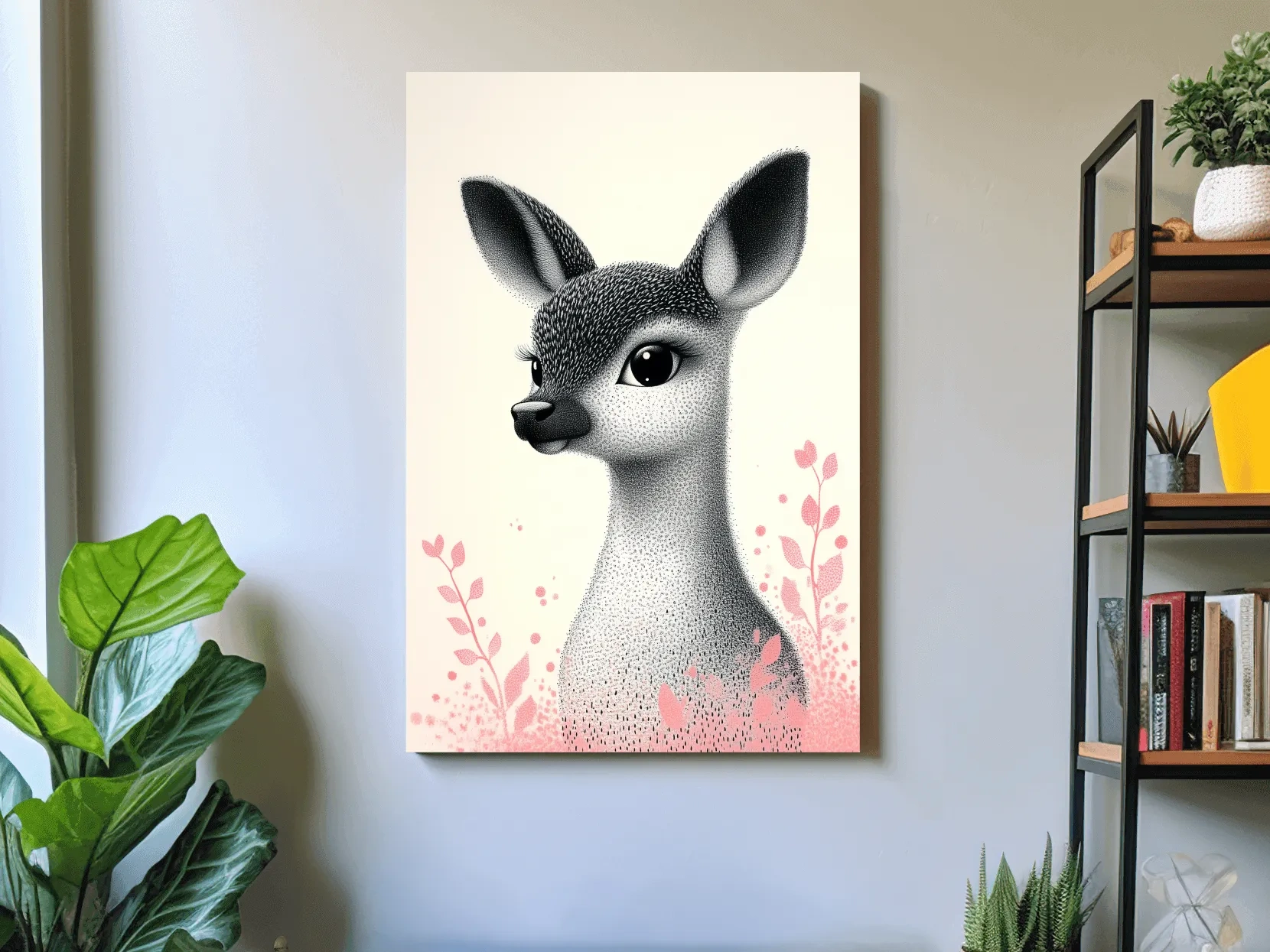 Cute Baby Deer Portrait Illustration - Childrens Nursery Animal Wall Art