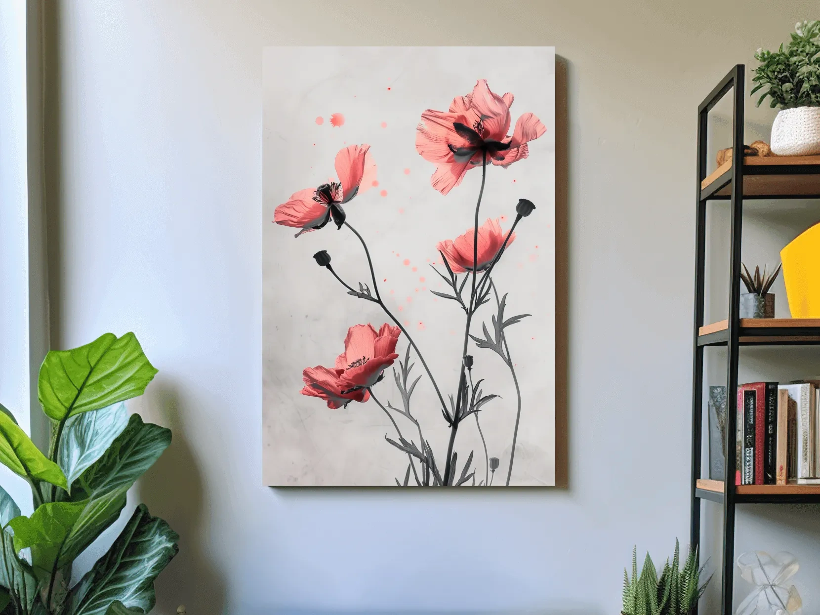 Poppy Flowers Watercolor Illustration - Minimalist Botanical Wall Art