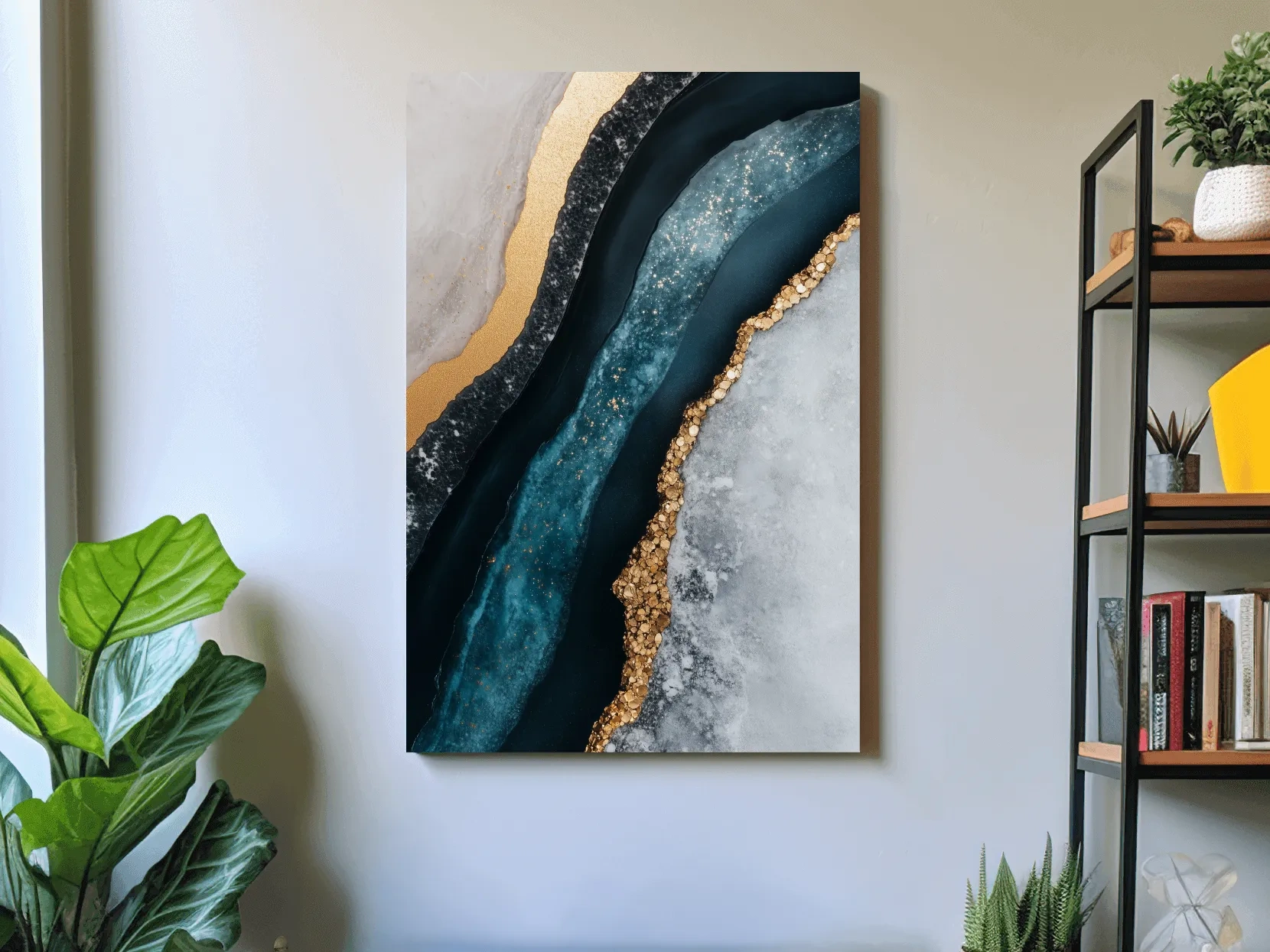 Elegant Gold Natural Geode Abstract - Modern Resin Style Wall Art