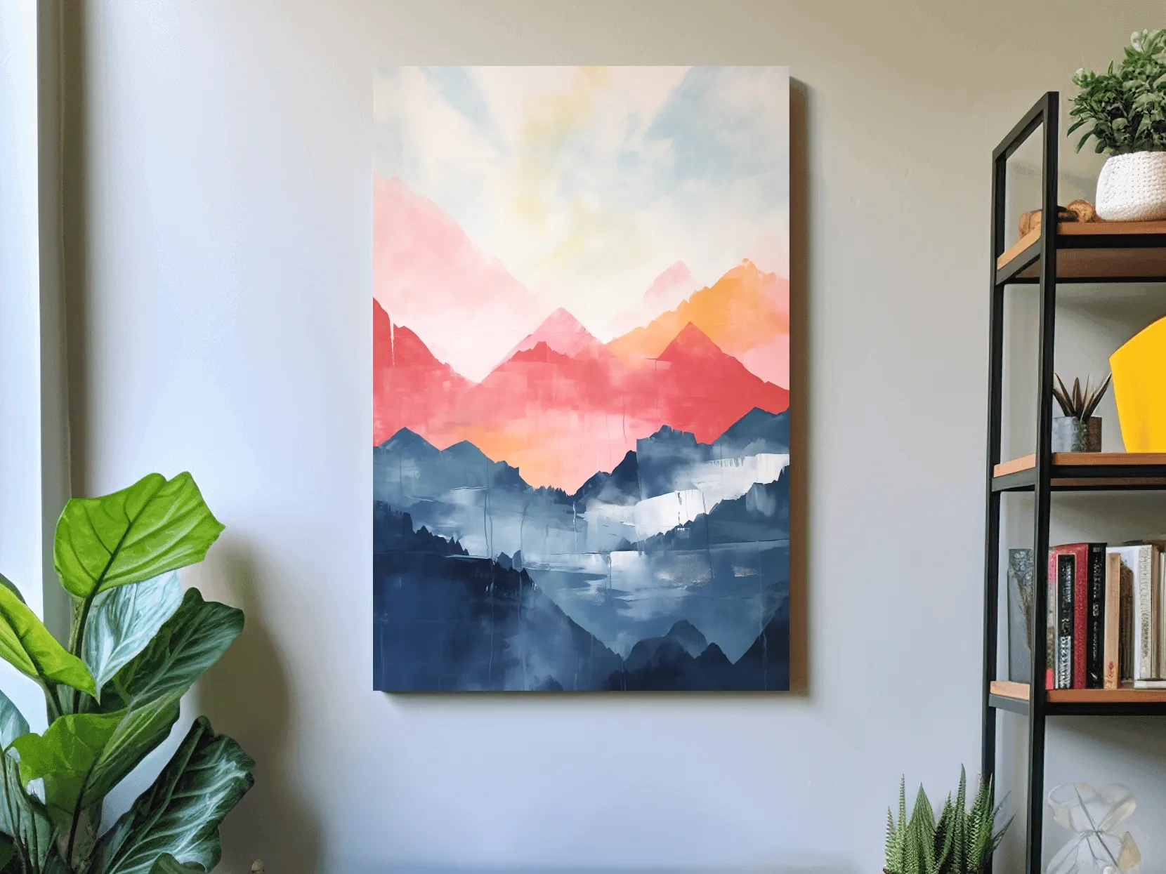 Colorful Abstract Mountain Sunrise Watercolor - Vibrant Pastel Landscape Wall Art