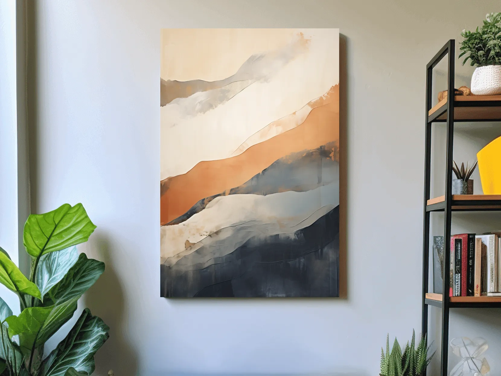 Minimalist Abstract Mountain Layers Painting - Modern Watercolor Landscape Wall Art
