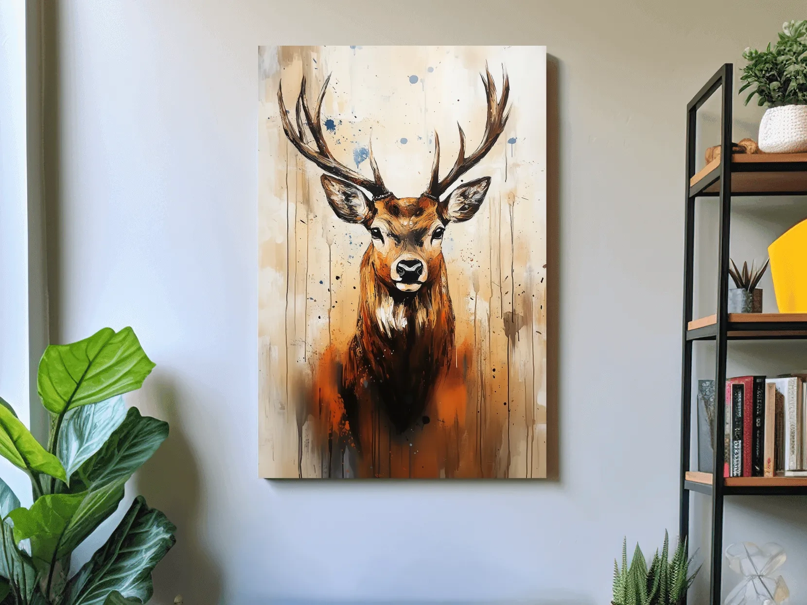 Impasto Style Deer Stag Portrait - Rustic Wildlife Wall Art
