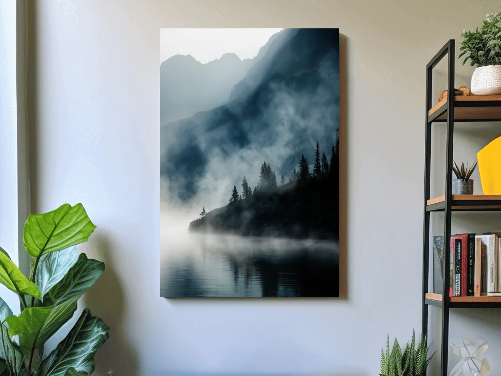 Misty Alpine Lake Landscape Photography - Foggy Pine Forest Nature Wall Art