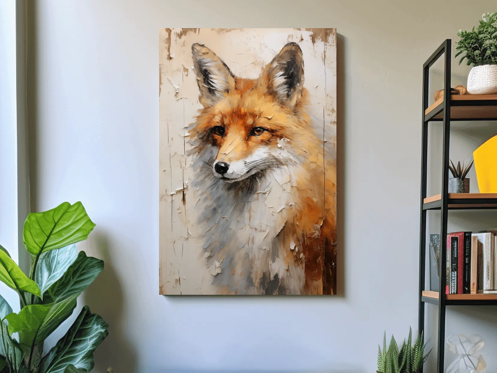 Fox Portrait Painting - Rustic Wildlife Wall Art Print