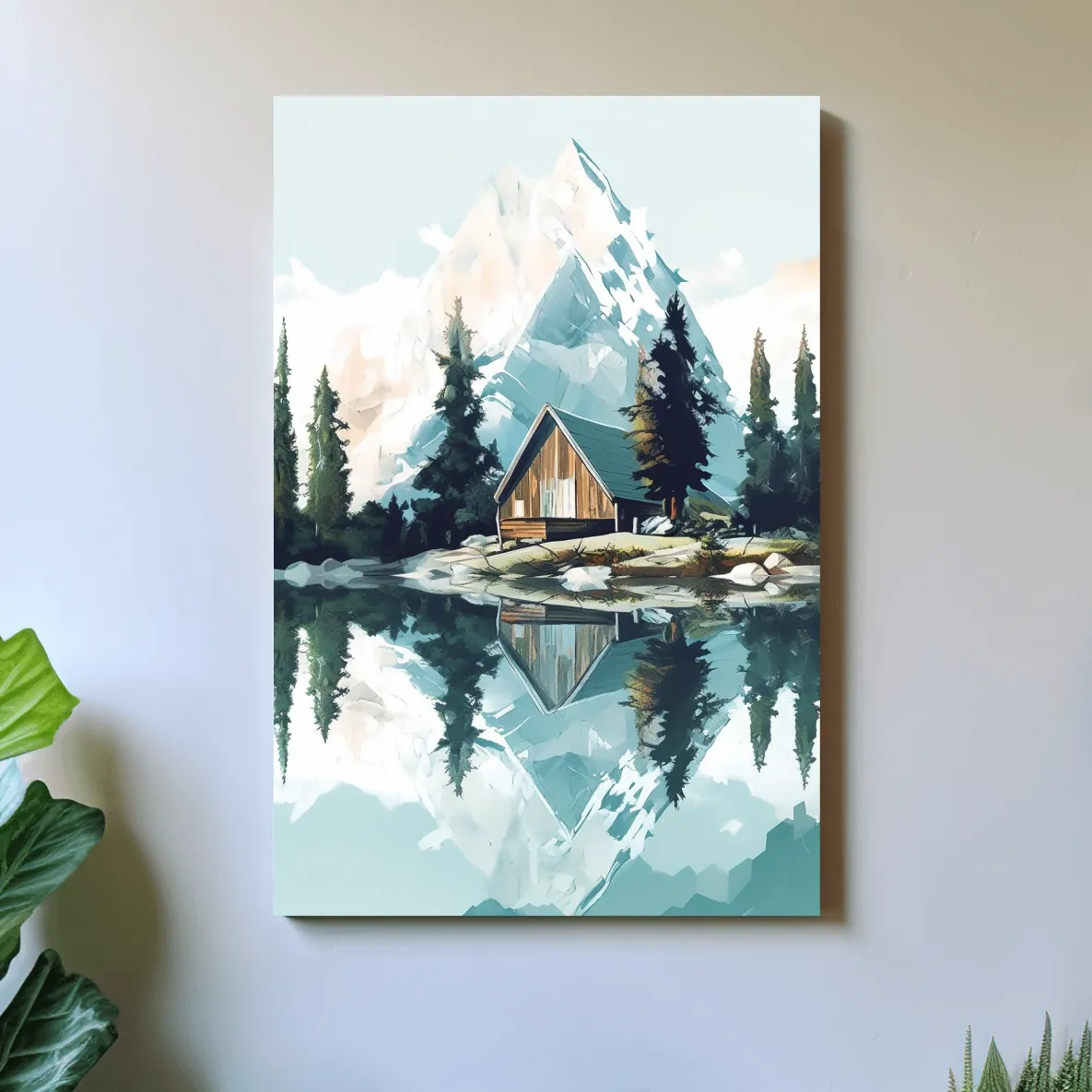 Painting of a cabin in the alpine