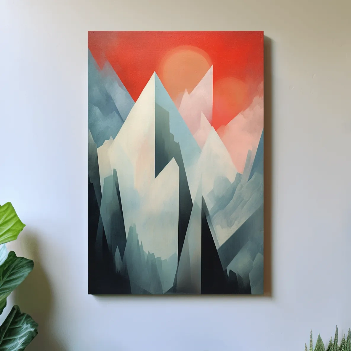 Abstract suprematism mountain painting