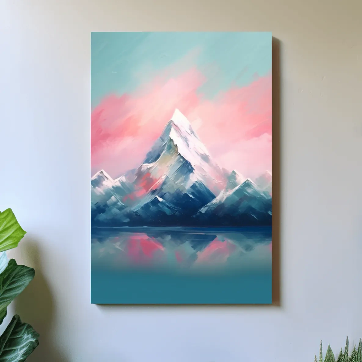 Pastel Alpine Peak Painting - Impressionism Watercolor Mountain Wall Art