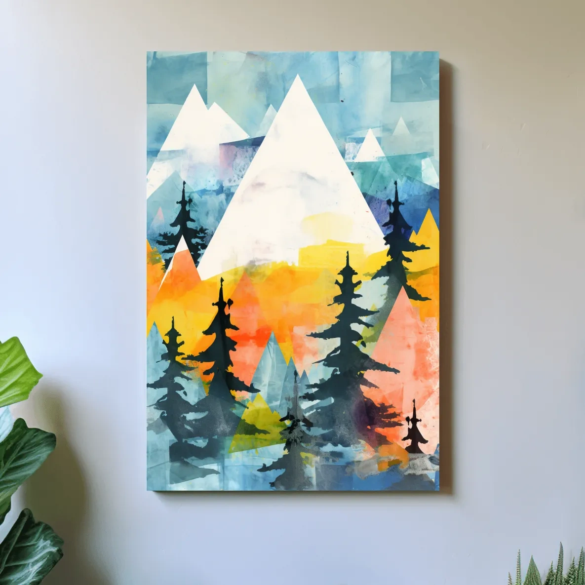 Simple rustic painting of the mountains