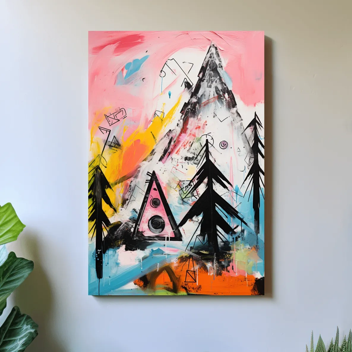 Abstract colorful mountain painting