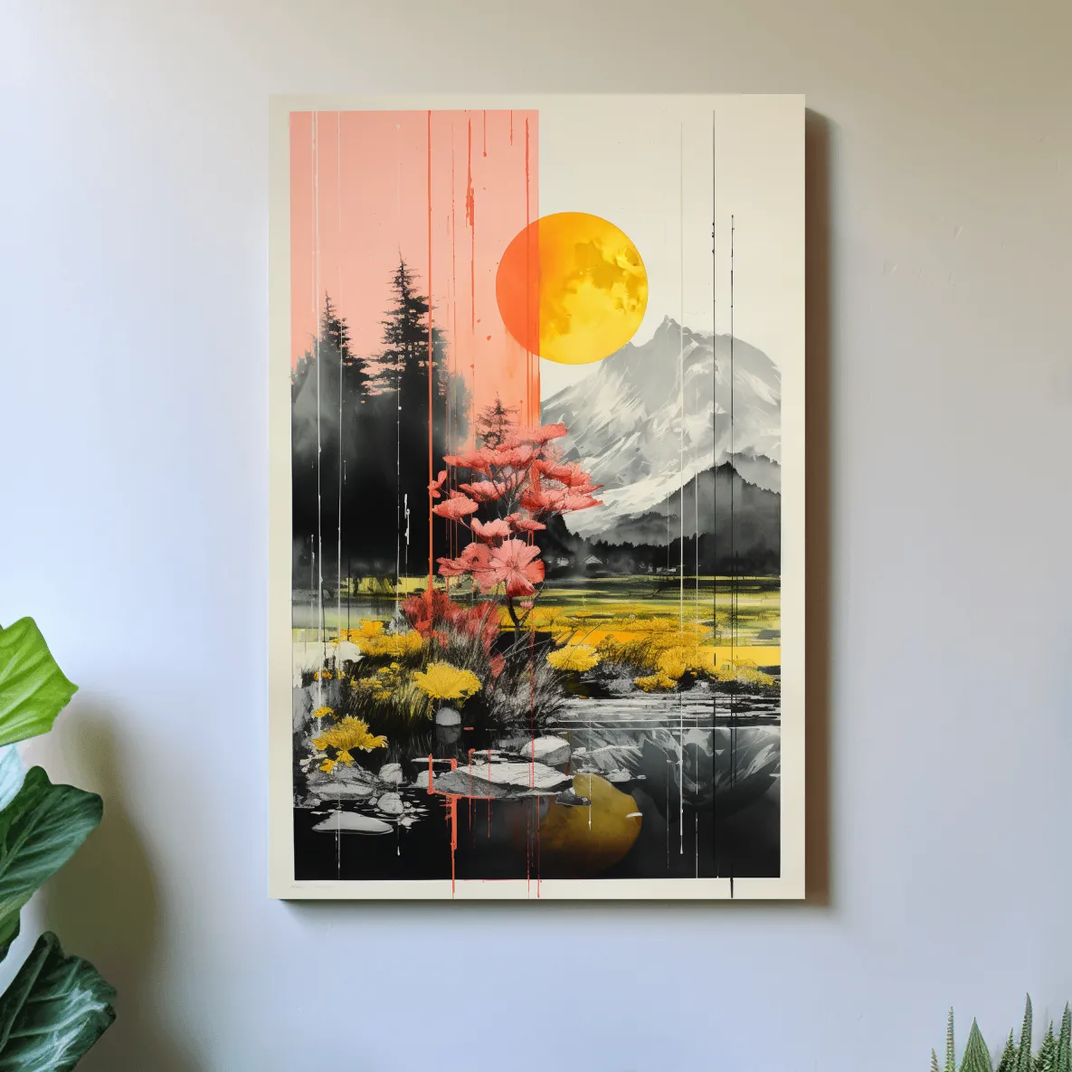 Colorful alpine flowers, illustrative artwork